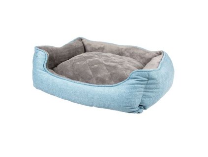 DUVO+ Mäkký obdĺžnikový pelech pre psov čierno-modrý L 80x60x24cm