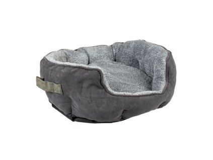 DUVO+ Menčestrový oválny pelech pre psov L 76x58x24cm popolavo-čierny/sivý
