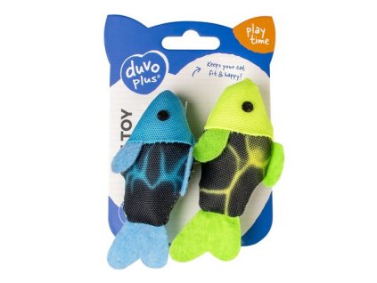 DUVO+ Hračka pre mačky s catnipom ryba 2ks 10x5x3cm modrá/zelená