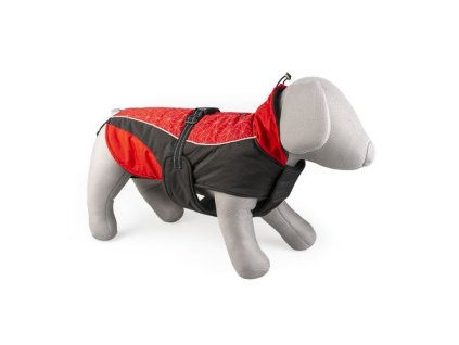 DUVO+ nepremokavá vesta pre psov L 60cm červená/čierna