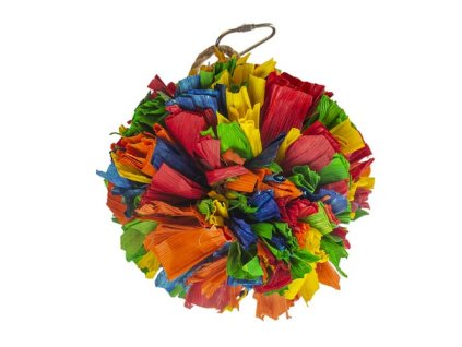 DUVO+ Závesná farebná hračka pompón z kukuričných listov pre exoty S 12,7x7,6x7,6cm