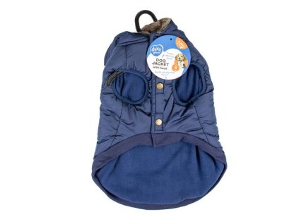 DUVO+ zimná bunda s kapucňou pre psov XL 70cm modrá