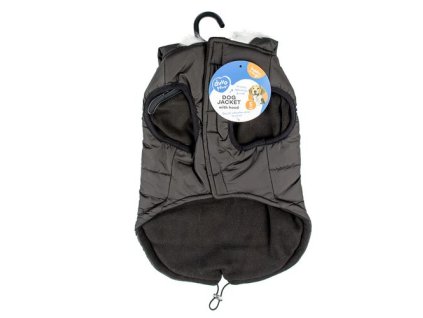 DUVO+ zimná bunda s kapucňou pre psov XL 70cm čierna