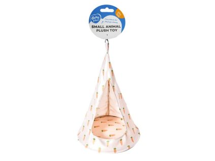 DUVO+ Závesná plyšová hojdačka pre drobné hlodavce 22,5x22,5x22,5cm s mrkvovým motívom