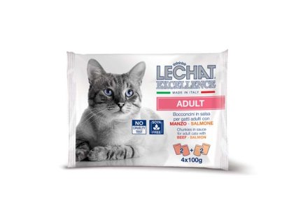 MONGE LECHAT EXCELLENCE ADULT hovädzie/losos multi pack 4x100g kapsička