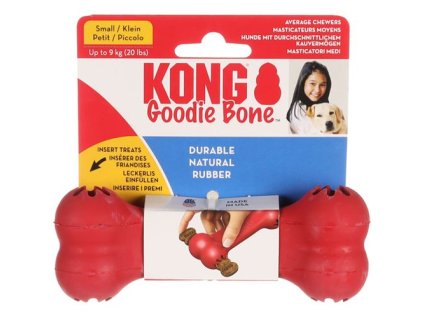 KONG Kosť S 5x14x4cm hračka z prírodného kaučuku na pochúťky červená