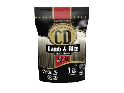 DELIKAN CD Adult Small and Medium 23/11 Lamb and Rice 3kg Kompletné superprémiové krmivo s jahňacím mäsom a ryžou pre psy stredných a malých plemien
