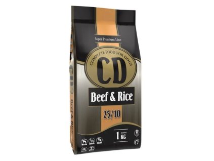 DELIKAN CD Beef and Rice 25/10 1kg Kompletné superprémiové krmivo s hovädzím mäsom a ryžou pre psov stredných a väčších plemien