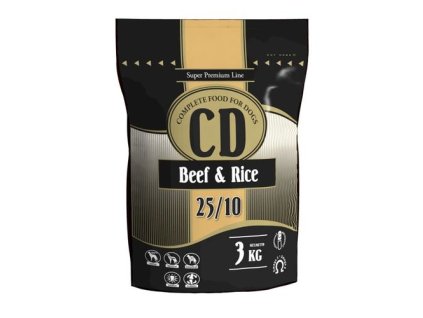 DELIKAN CD Beef and Rice 25/10 3kg Kompletné superprémiové krmivo s hovädzím mäsom a ryžou pre psov stredných a väčších plemien