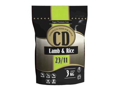 DELIKAN CD Lamb and Rice 23/11 3kg Kompletné superprémiové krmivo s jahňacím mäsom a ryžou pre psy stredných a veľkých plemien