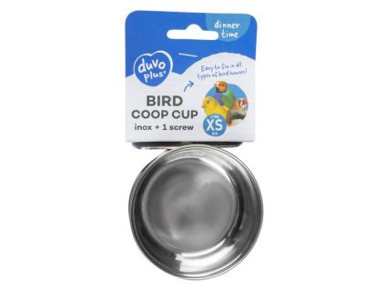 DUVO+ Nerezová miska pre vtáky na priskrutkovanie do klietky + 1 skrutka XS 210ml priemer 8cm