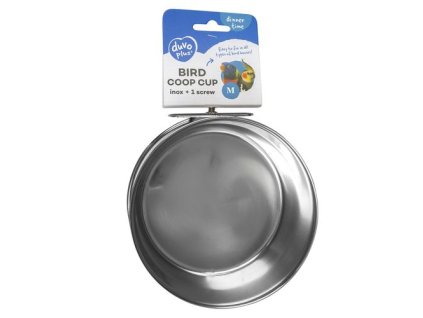 DUVO+ Nerezová miska pre vtáky na priskrutkovanie do klietky + 1 skrutka M 630ml priemer 12cm