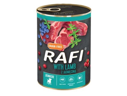 RAFI JUNIOR paštéta s jahňacím mäsom, čučoriedkami a brusnicami 400g - konzerva