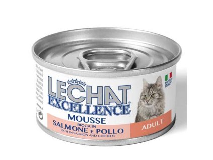 MONGE LECHAT EXCELLENCE MOUSSE Pena s lososom a kuracím mäsom pre dospelé mačky 85g