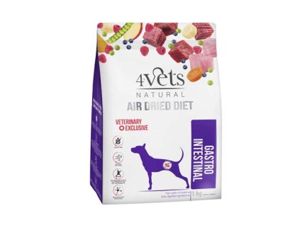 4Vets AIR DRIED NATURAL VETERINARY EXCLUSIVE GASTRO INTESTINAL 1kg sušené krmivo pre psov pri ochoreniach tráviaceho traktu