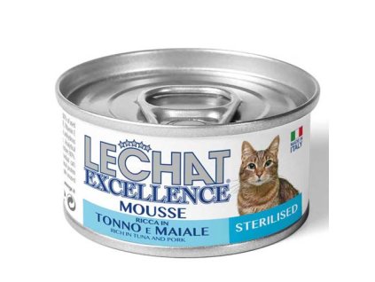 MONGE LECHAT EXCELLENCE MOUSSE Pena s tuniakom a bravčovým mäsom pre sterilizované mačky 85g