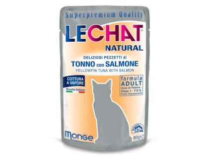 MONGE LECHAT NATURAL Tuniak a losos 80g superprémiová kapsička pre dospelé mačky