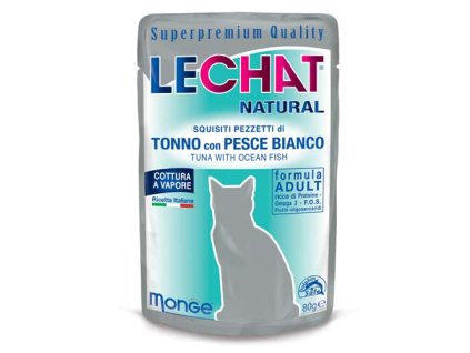 MONGE LECHAT NATURAL Tuniak a ryby oceánu 80g superprémiová kapsička pre dospelé mačky