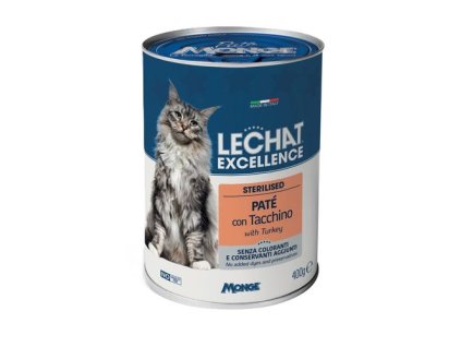 MONGE LECHAT EXCELLENCE paštéta pre sterilizované mačky s morčacím mäsom 400g