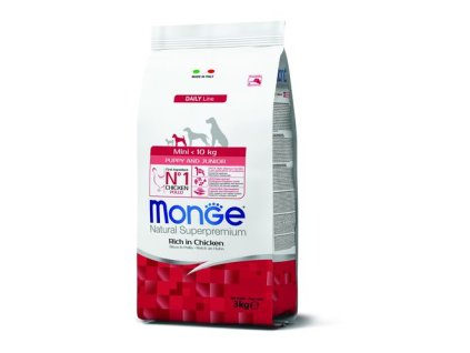 MONGE Natural Superpremium Mini Puppy 3kg krmivo s kuracím mäsom pre šteňatá malých plemien