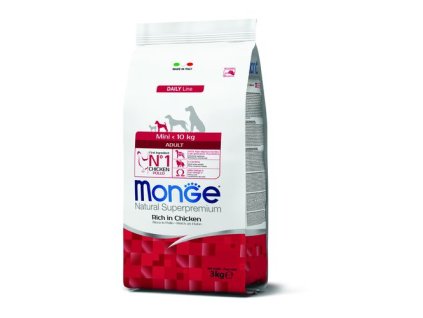MONGE Natural Superpremium Mini Adult 3kg krmivo s kuracím pre dospelých psov malých plemien