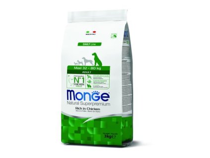 MONGE Natural Superpremium Maxi Adult 3kg krmivo s kuracím pre dospelých psov veľkých plemien