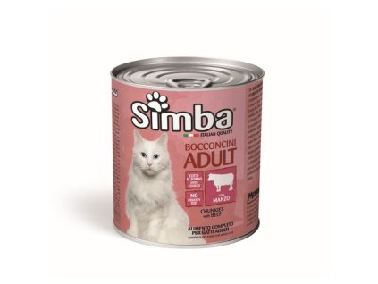MONGE SIMBA Cat Chunks with beef 720g konzerva pre dospelé mačky s hovädzím mäsom