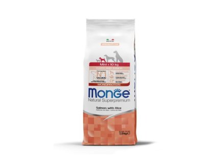 MONGE Natural Superpremium Mini Puppy 7,5kg monoproteínové krmivo losos/ryža pre šteňatá malých plemien