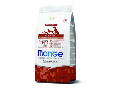 MONGE Natural Superpremium All Breeds Puppy 2,5kg monoproteínové krmivo jahňa/ryža pre šteňatá všetkých plemien