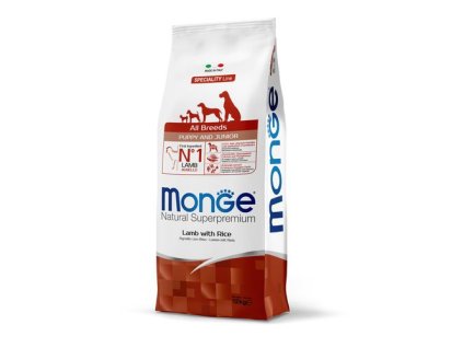 MONGE Natural Superpremium All Breeds Puppy 12kg monoproteínové krmivo jahňa/ryža pre šteňatá všetkých plemien