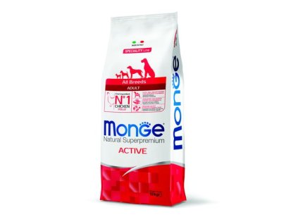 MONGE Natural Superpremium All Breeds Active 12kg energetické krmivo pre psov všetkých plemine s kuracím mäsom
