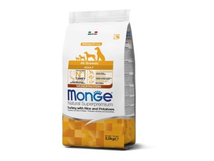 MONGE Natural Superpremium All Breeds Adult 2,5kg monoproteínové krmivo morka/ryža/zemiaky pre dospelé psy všetkých plemien