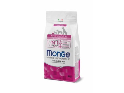 MONGE Natural Superpremium Extra Small Puppy & Junior 800g suché krmivo s kuracím pre šteňatá veľmi malých plemien