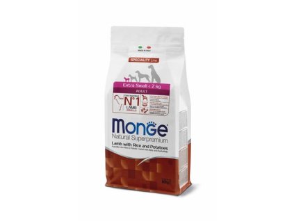 MONGE Natural Superpremium Extra Small Adult 800g suché krmivo jahňacina, ryža a zemiaky pre dospelých psov veľmi malých plemien