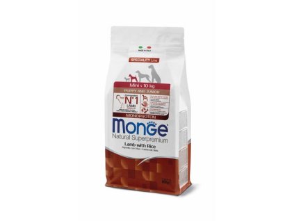 MONGE Natural Superpremium Mini Puppy 800g monoproteínové krmivo jahňa a ryža pre šteňatá malých plemien