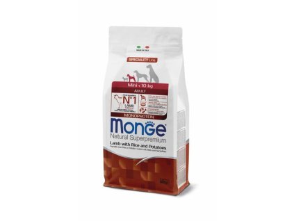 MONGE Natural Superpremium Mini Adult 800g monoproteínové krmivo jahňa/ryža/zemiaky pre dospelých psov malých plemien
