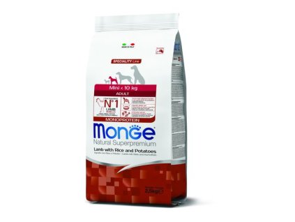 MONGE Natural Superpremium Mini Adult 2,5kg monoproteínové krmivo jahňa/ryža/zemiaky pre dospelých psov malých plemien