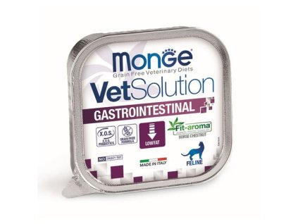 MONGE VetSolution Cat Gastrointestinal 100g paštéta pre mačky na zníženie akútnych porúch črevného vstrebávania