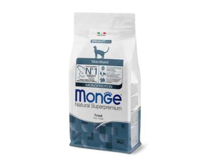 MONGE Natural Superpremium Sterilised 400g monoproteínové krmivo so pstruhom pre sterilizované mačky