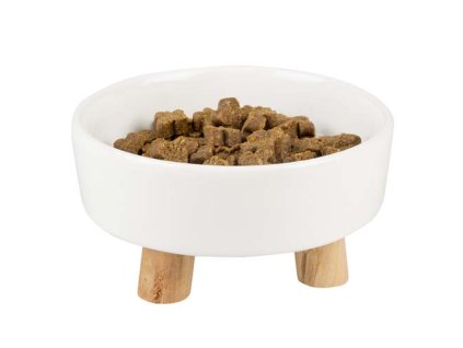 DUVO+ Biela keramická miska s drevenými nožičkami 700ml/15x4x15,4x9,4cm