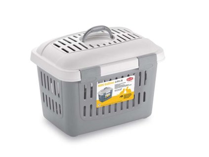 STEFANPLAST Gulliver Midi 45x33x33cm biela/šedá prepravka s popruhom na rameno