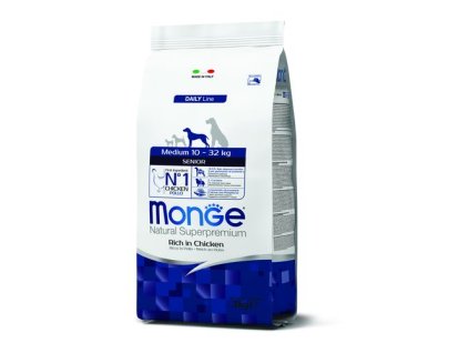 MONGE Natural Superpremium Medium Senior 3kg krmivo s kuracím mäsom pre psov seniorov stredných plemien