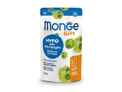 MONGE GIFT Energy Topping 60ml poleva na krmivo pre mačky s mikroriasami- hydrolyzované živočíšne bielkoviny