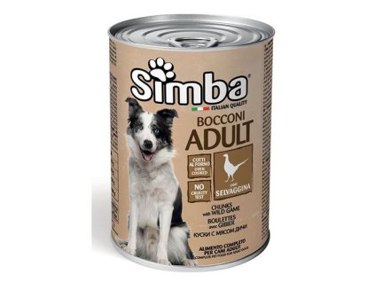 MONGE SIMBA Dog Chunks wild game 1230g konzerva pre dospelých psov s divinou