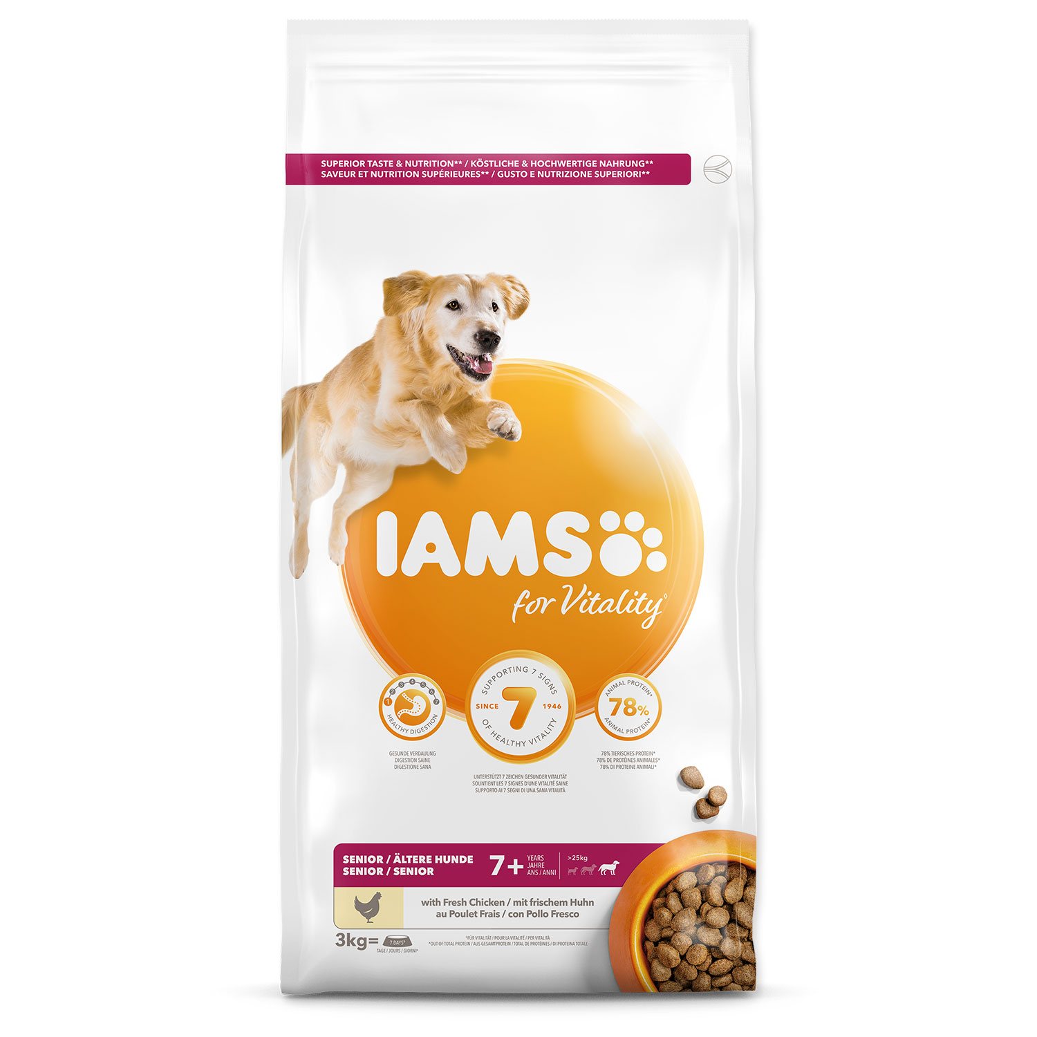 Krmivo Iams Dog Senior Large Chicken 3kg