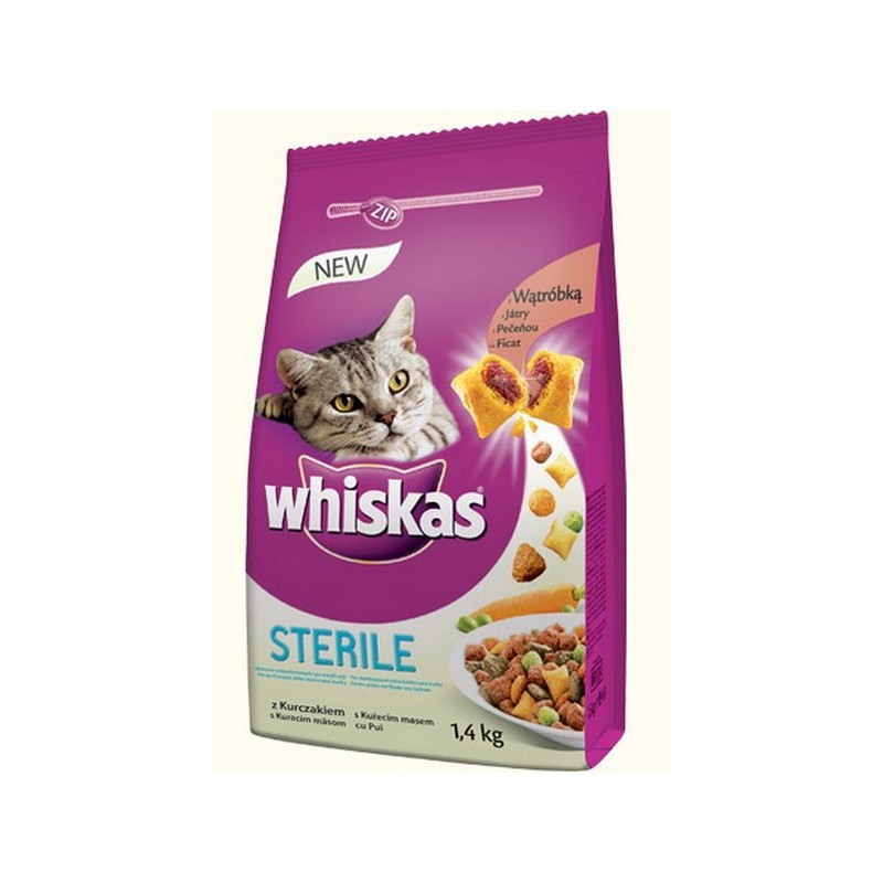 Whiskas Sterile adult granule pre dospelé mačky s kuracím mäsom 1,4 kg