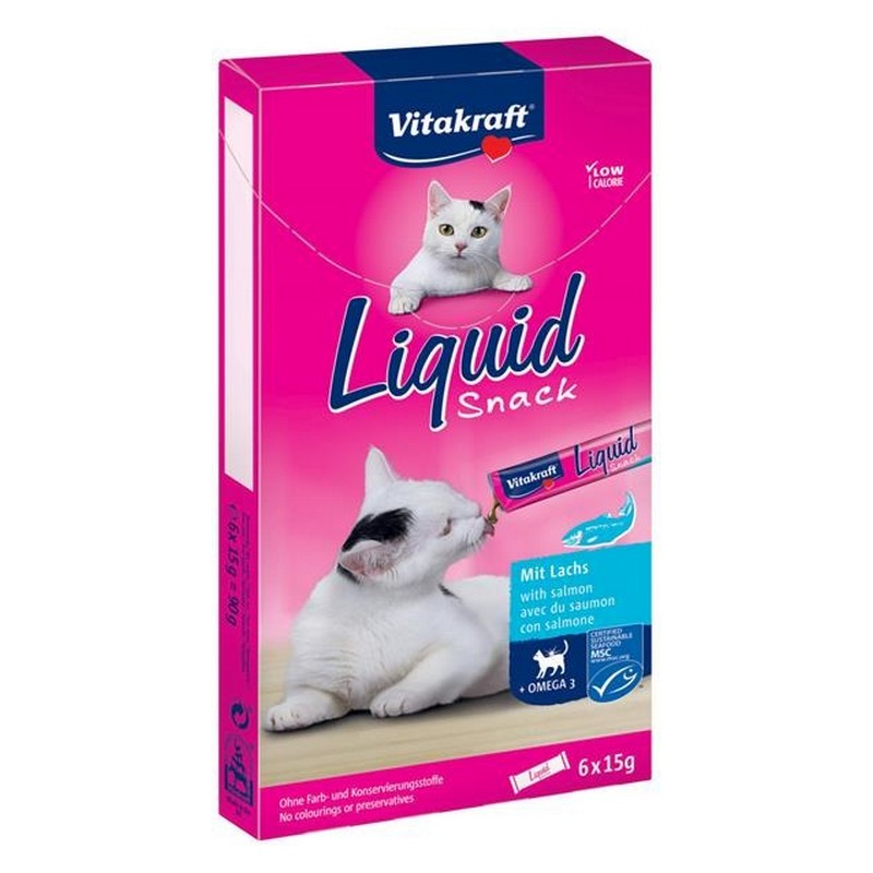 Vitakraft - Liquid Snack s lososom - 6 x 15 g