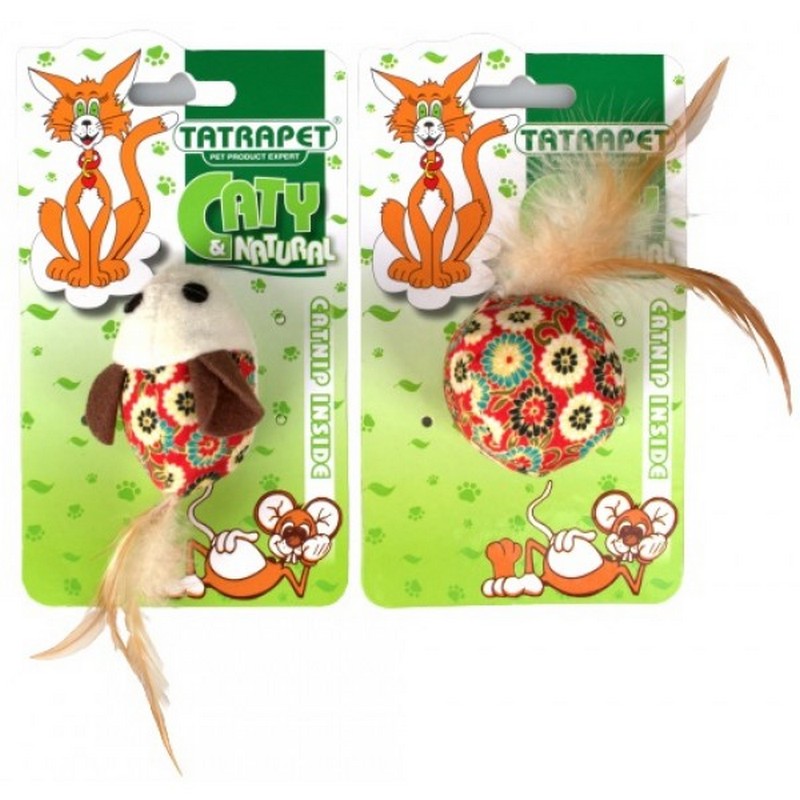 Tatrapet Natural hračka pre mačku myš/loptička 5cm mix farieb