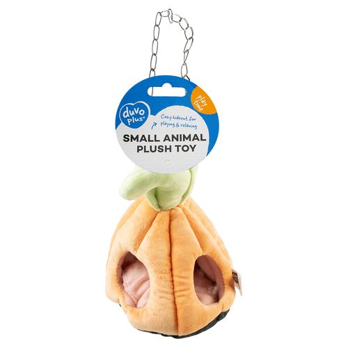 DUVO+ Závesný plyšový domček pre drobné hlodavce 12x12x15cm tekvicový domček