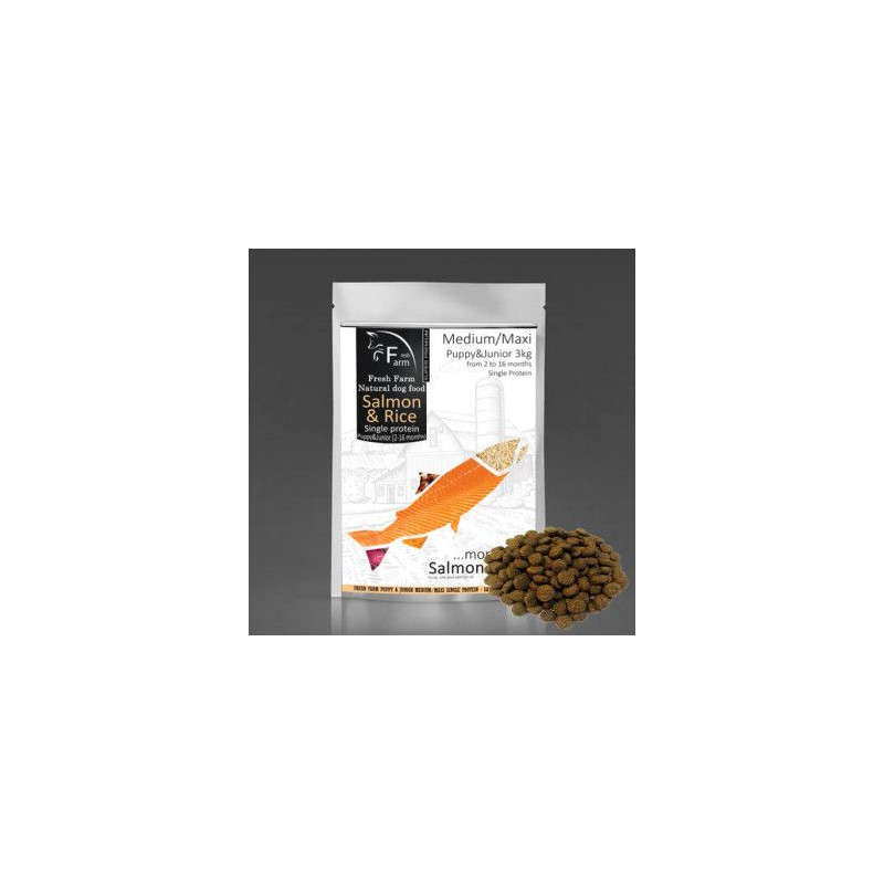 Fresh Farm Puppy&Junior Single Protein Medium&Maxi - Salmon & Rice 3kg